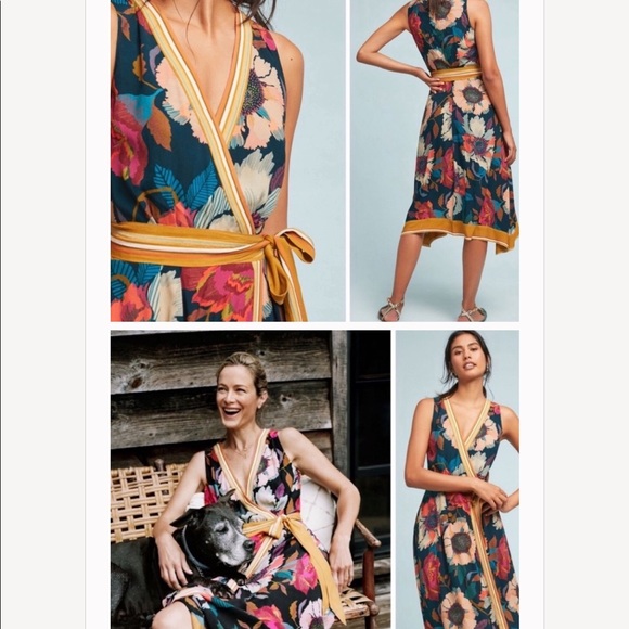 botanical scarf column dress